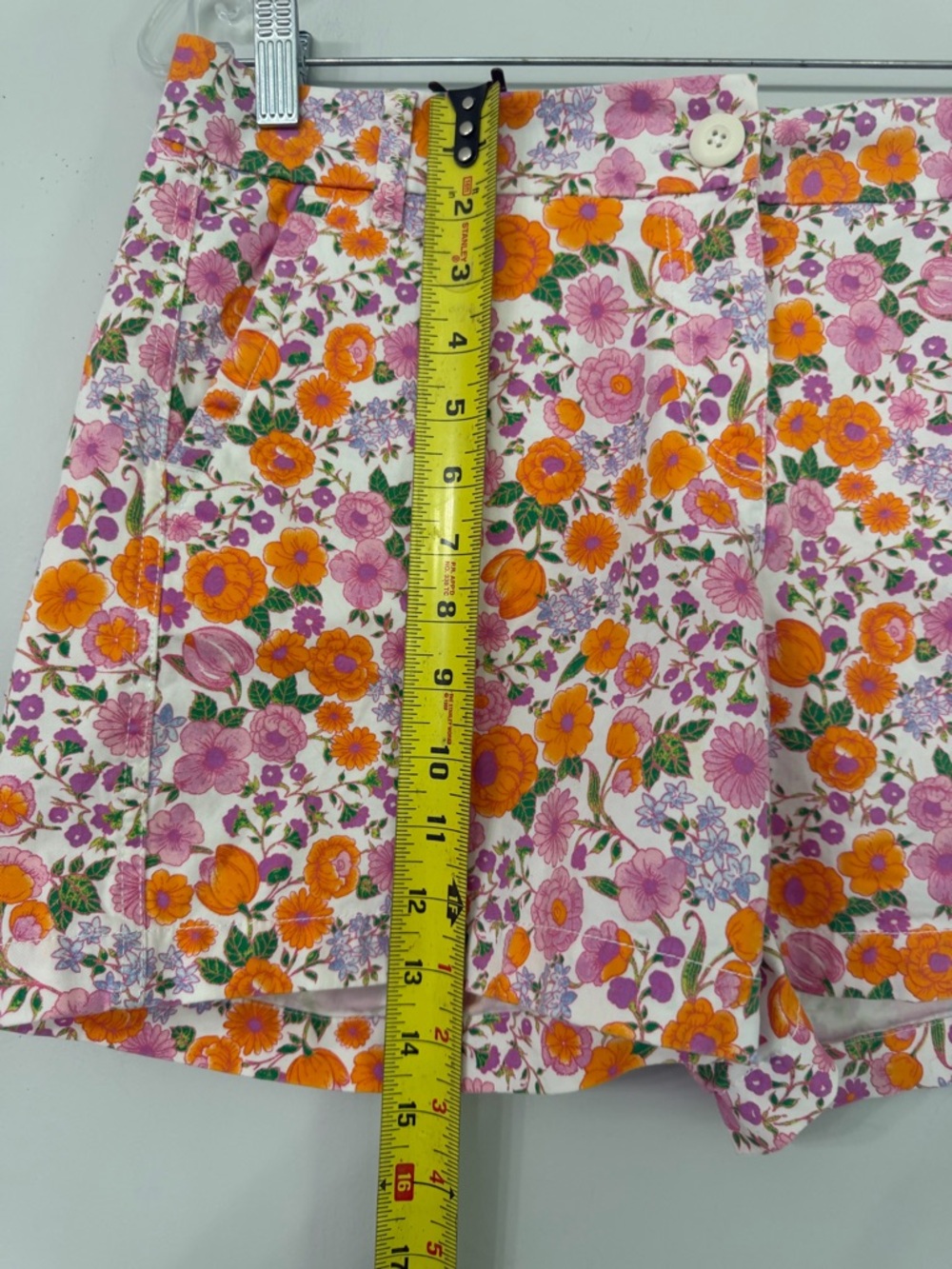 Crown & Ivy Caroline Pink Orange Floral Shorts Summer Preppy Cotton Women’s 6 - Picture 3 of 7